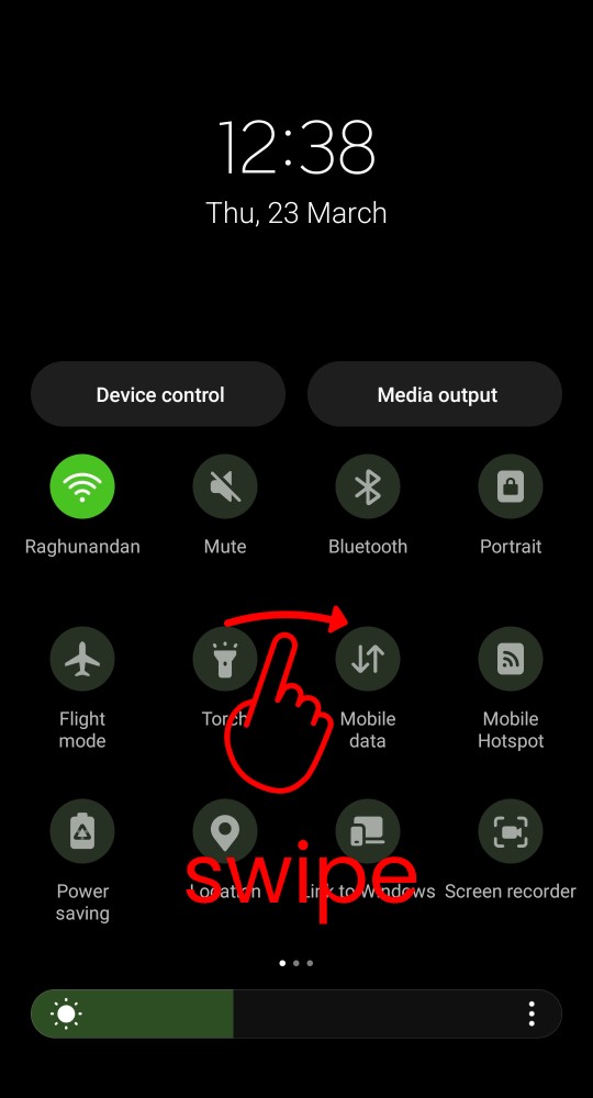 swipe quick panel in samsung 