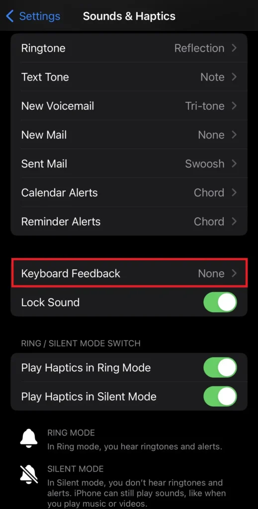  turn off the Keyboard Haptics on iphone 14 Pro Max